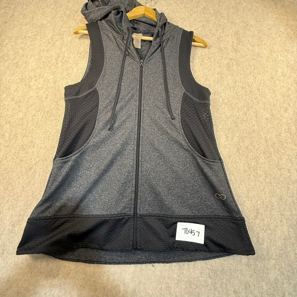 CALIA by Carrie Underwood Womens Grey Sleeveless Full Zip Hoodie Vest WAX31019 S